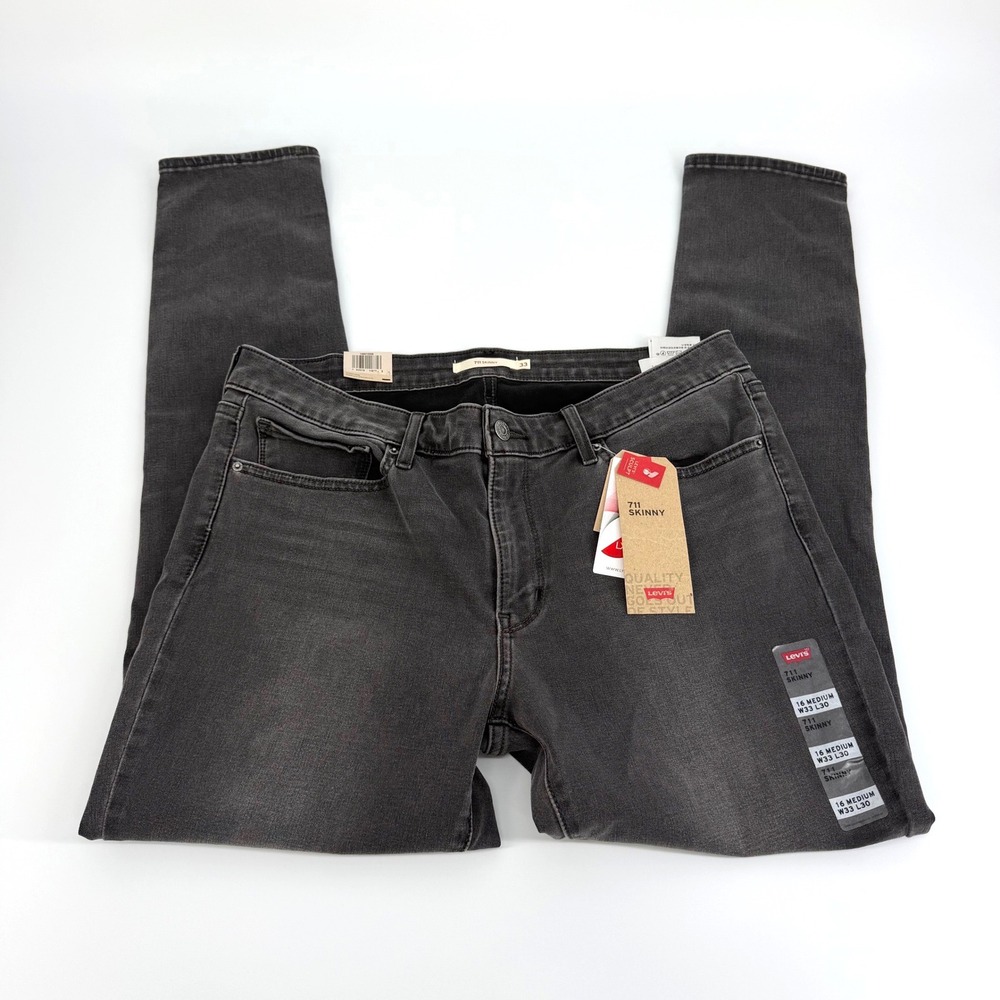 Levi's 711 Skinny Jeans Women 16M W33 L30 Gray NWT Mid Rise Sculpt Stretch